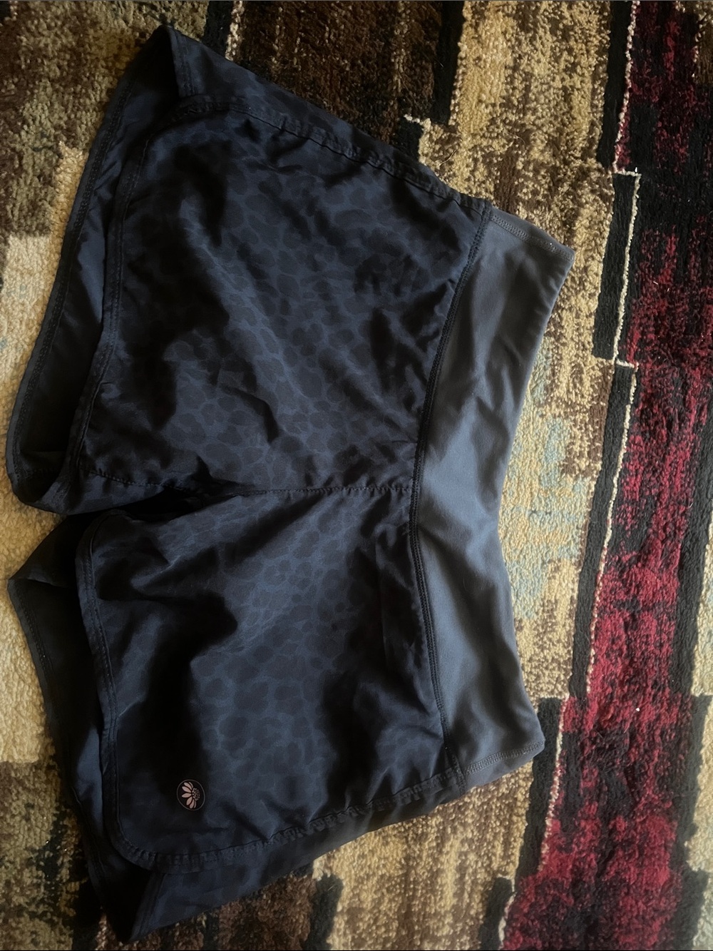Senita Athletics Black Micro Leopard Print Running Shorts